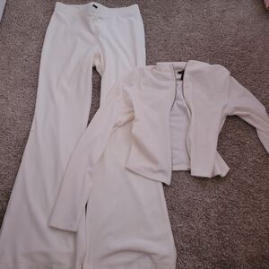 Elegant White Women's Pants & Jumpsuit Set